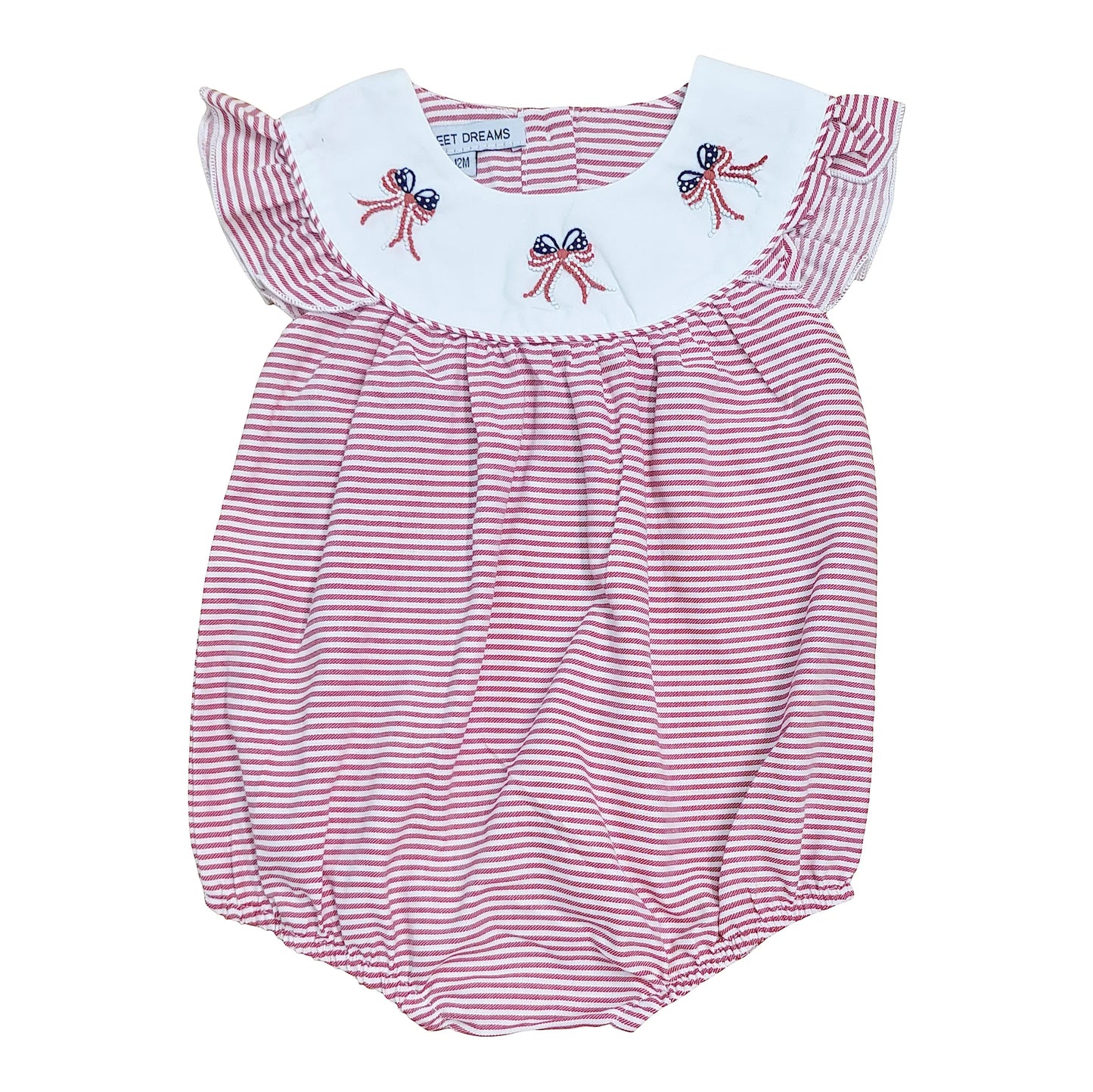 Bow Flags Embroidered Red Stripe Bubble