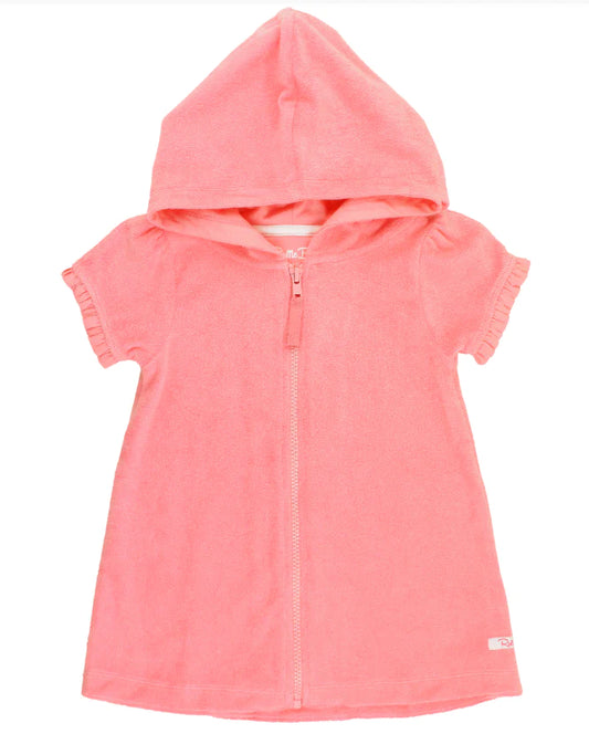 Bubblegum Pink Terry Knit Full-Zip Cover Up