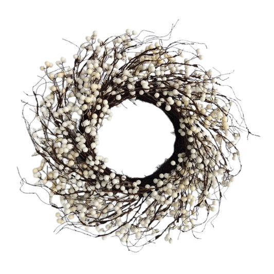 24" White Berry Wreath