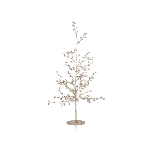 Clear & Gold Beaded Glass Berry Tree
