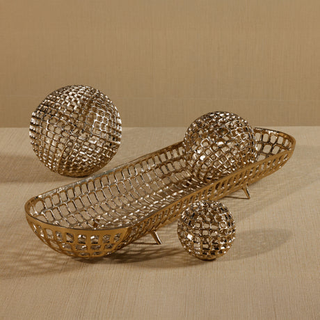 Oval Alloy Tray Gold 28.25"