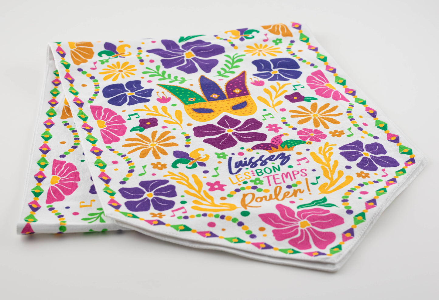 Mardi Gras Flowers Table Runner
