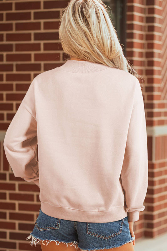 Sequin XOXO Valentines Day Mock Neck Sweatshirt