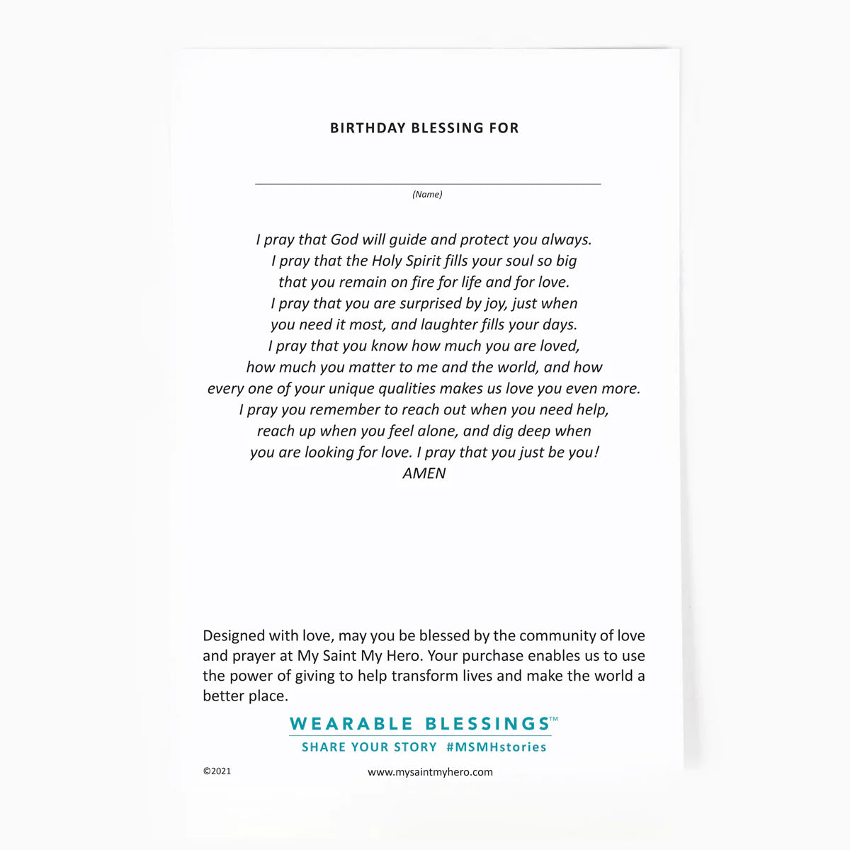 MSMH Benedictine Birthday Blessing Bracelet