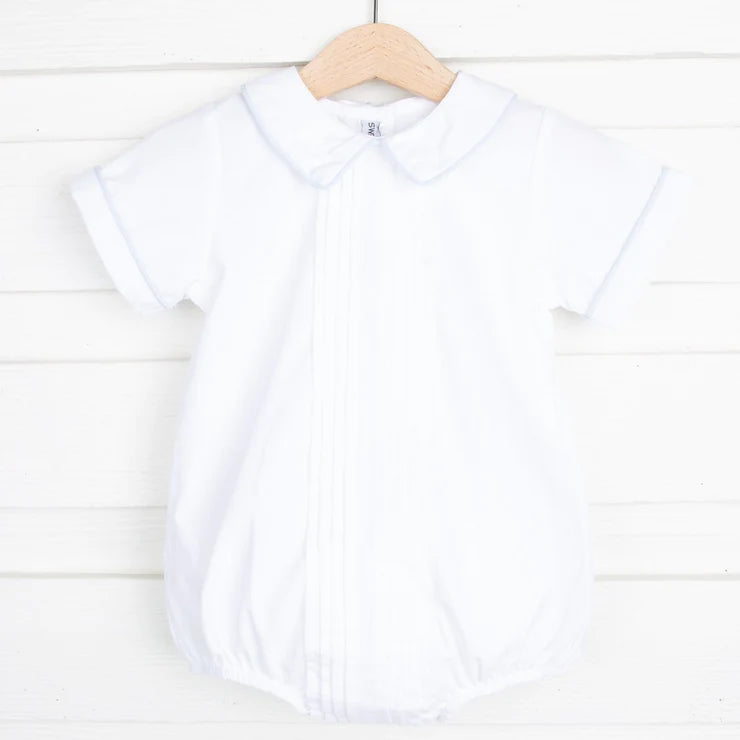 White Pleated Bubble w/ Blue Trim