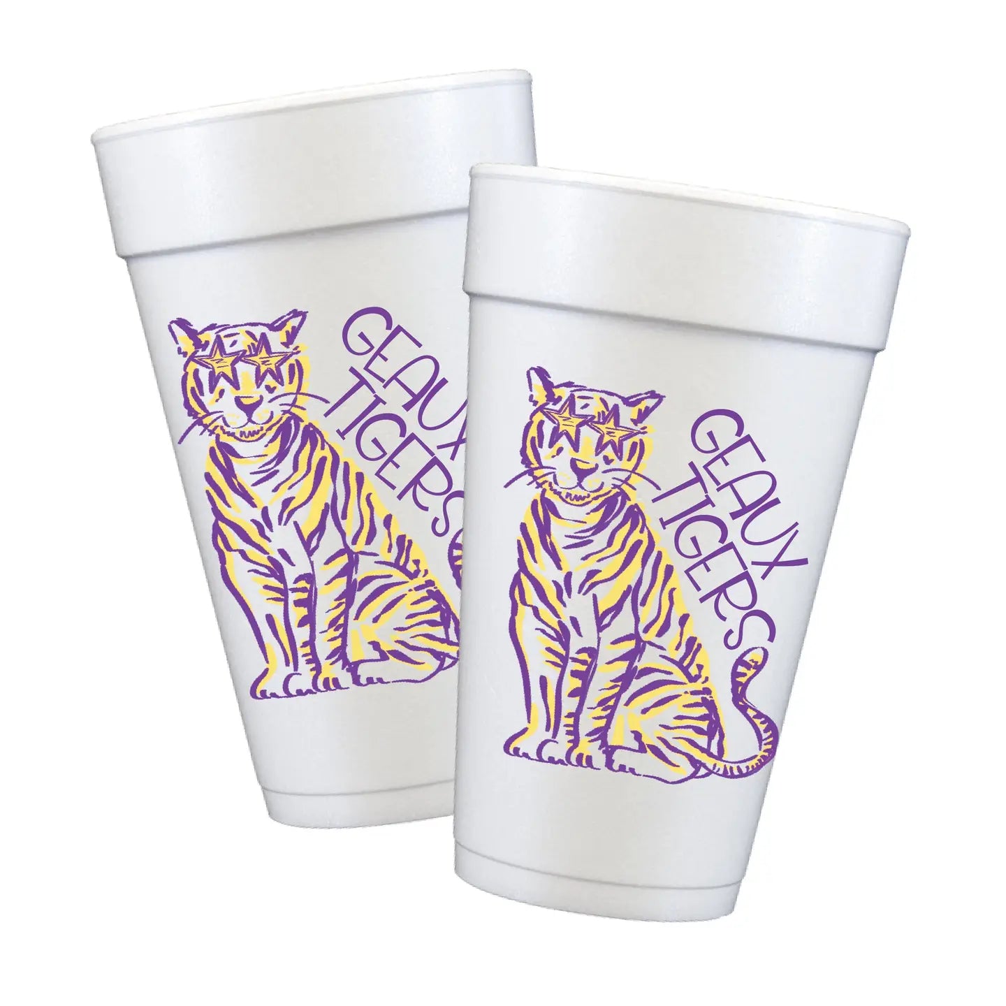 Purple & Gold Tiger Styrofoam Cups