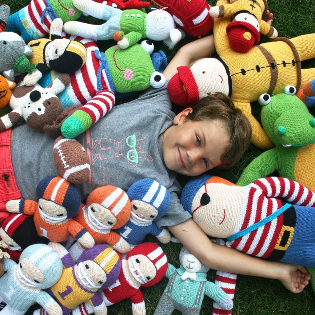 Football Player Knit Dolls: Purple/Gold
