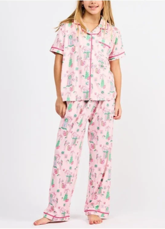 Charlotte Kids PJ- Christmas Cottage Pink