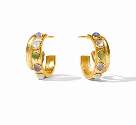 Cobblestone Double Hoop - Multi Stone Cat'e Eye