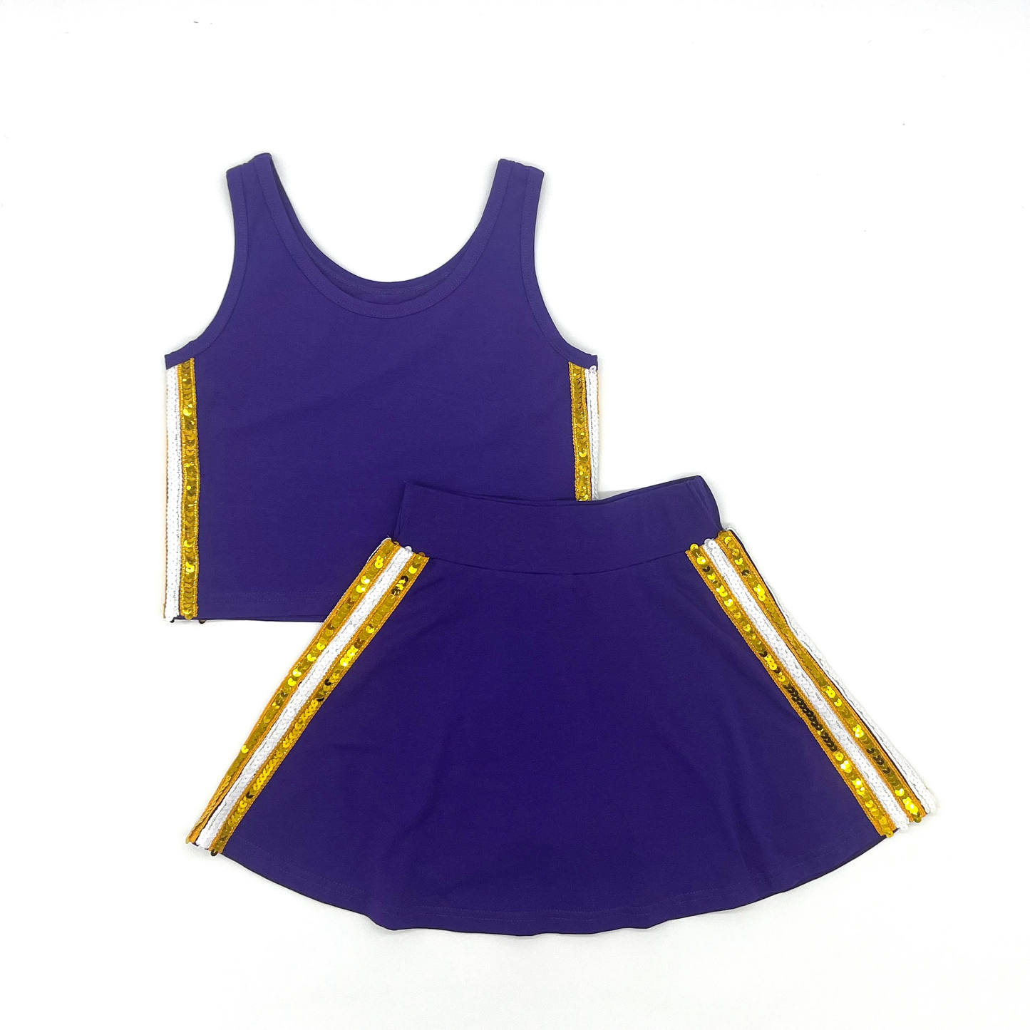 Sequin Side Skirt Set - Purple & Gold