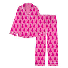 Kids Dreaming of a Pink Christmas Silky Satin Pajama Long Sleeve