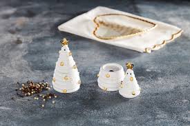 Stacked Salt and Pepper Christmas Tree
