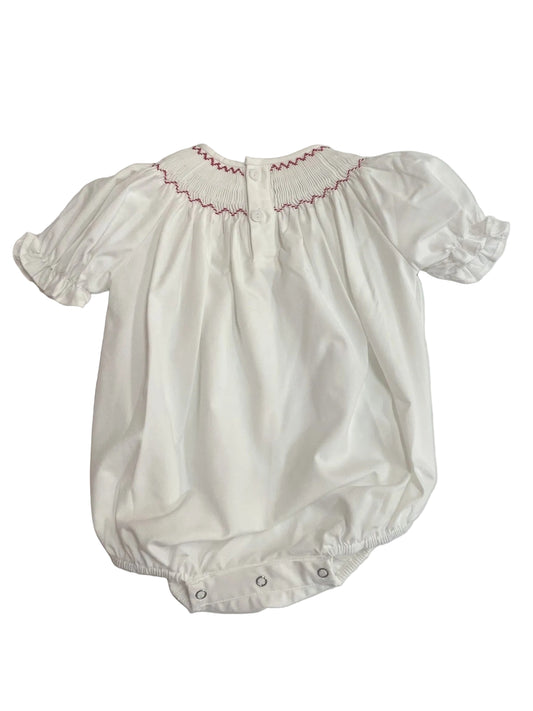 Red Bows and Garland White Smocked Bubble