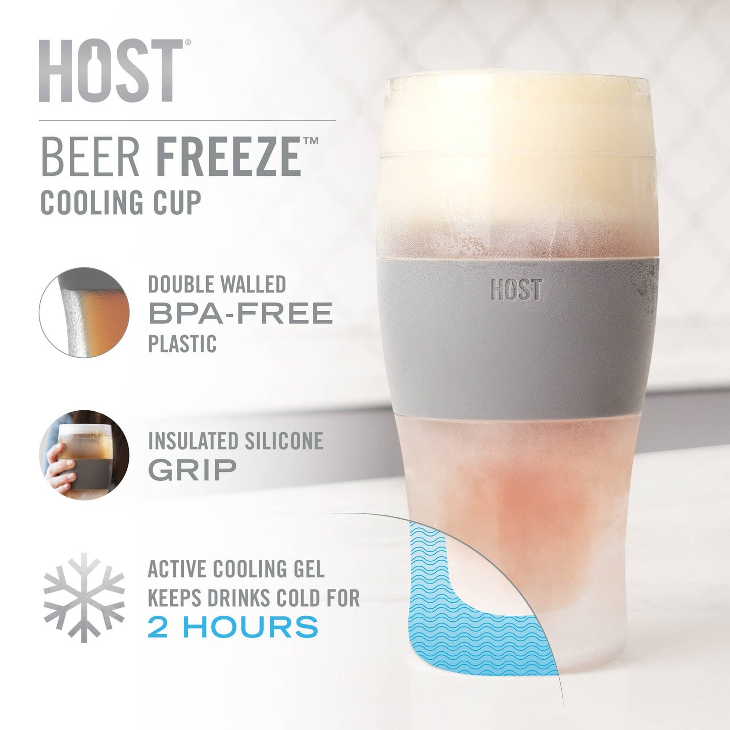 Beer FREEZE™ Cooling Cup- Gray