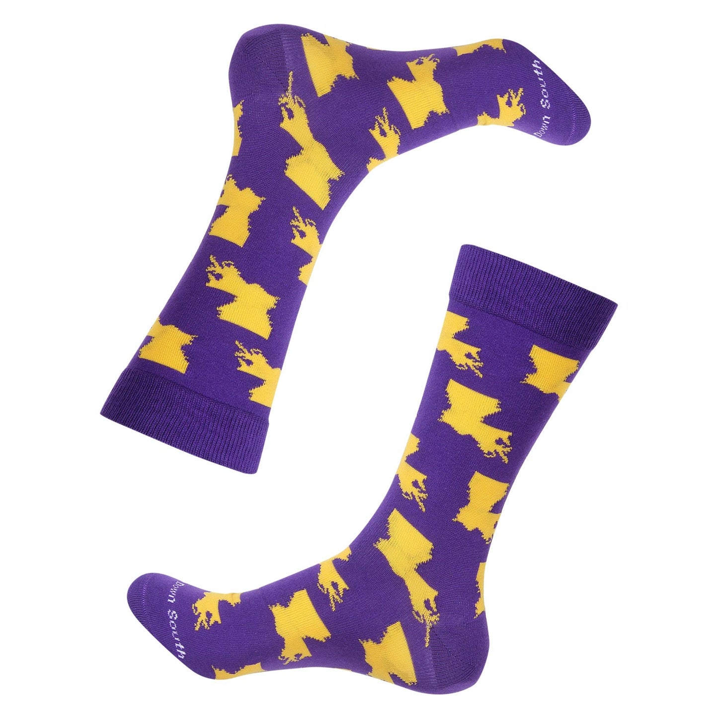 Purple/Gold Louisiana Shape Socks