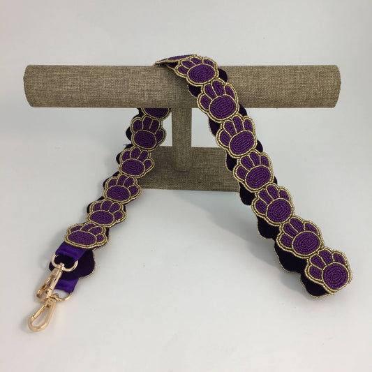 Bead/sequin paw print purse strap