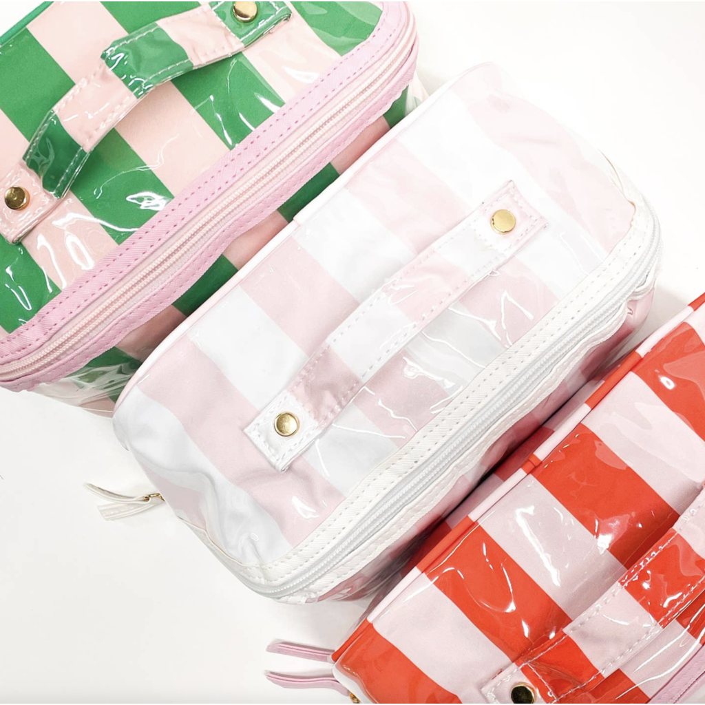 Gloss and Go Toiletry Bag- Pink Green Stripe