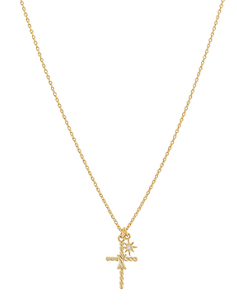 Gold Cross & Star Pendant Necklace