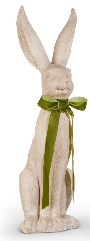 31.5" Concrete Look Rabbit With Bow