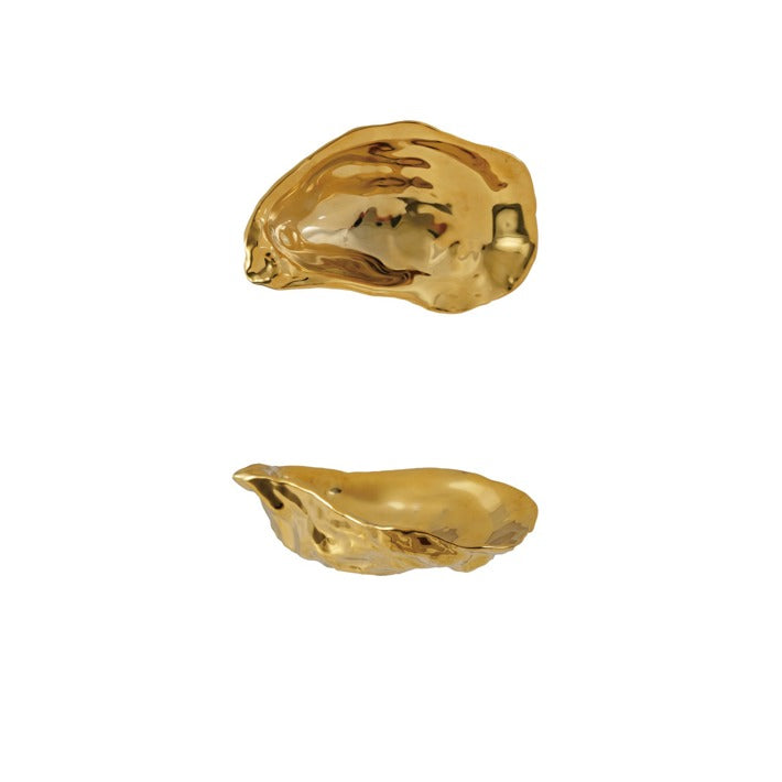 Gold Ceramic Oyster Shell Trinket Dish