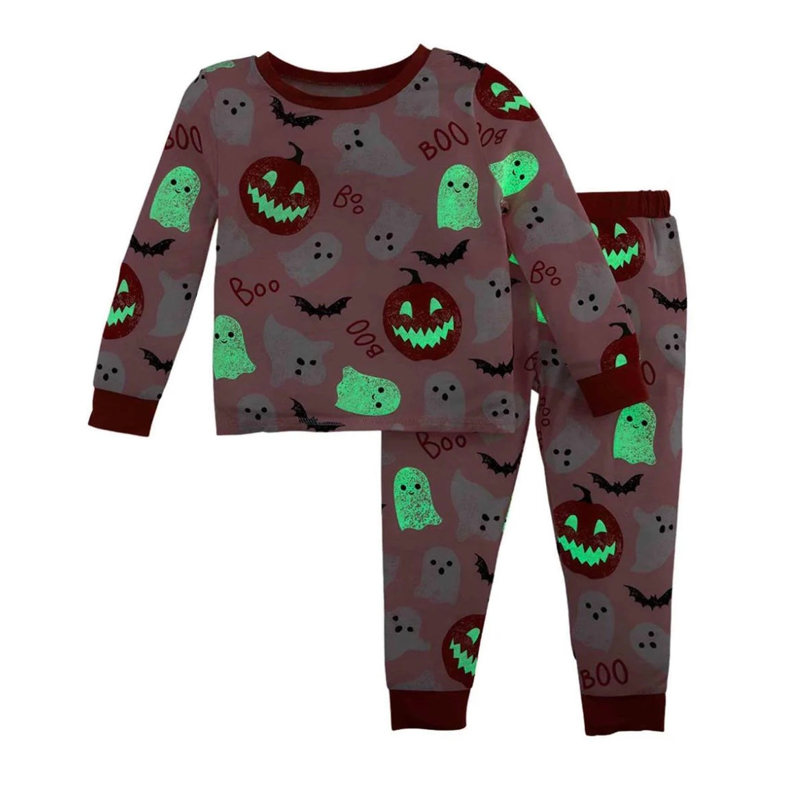 Pink Glow-In-The-Dark Halloween Pajama Set