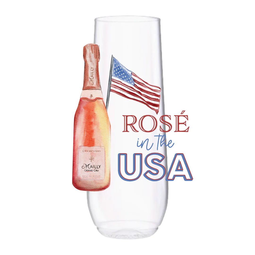 Rosé in the USA Champagne Flute Tossware (Set of 4)