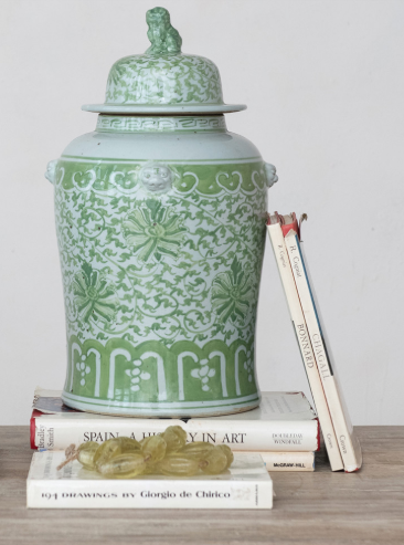 10.5" D x 18.25" H Decorative Stoneware Ginger Jar w/ Floral Pattern