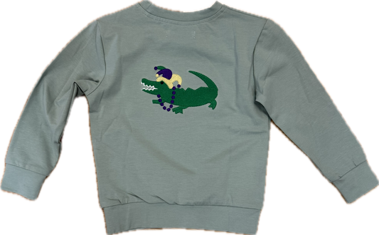 Mardi Gras Gator Embroidered Long Sleeve