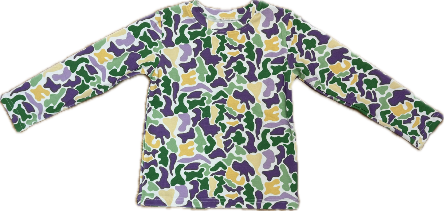 Mardi Gras Camo Crew neck Shirt