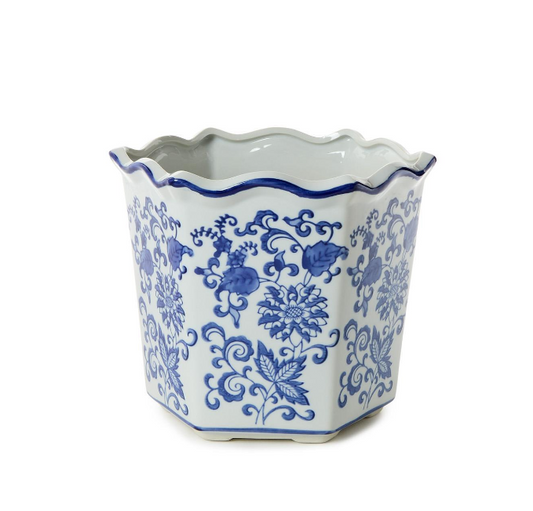 Hand-painted Blue & White Planter
