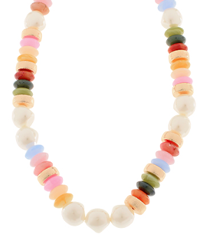 Pearl & Rondelle Multi/Gold Beaded Necklace