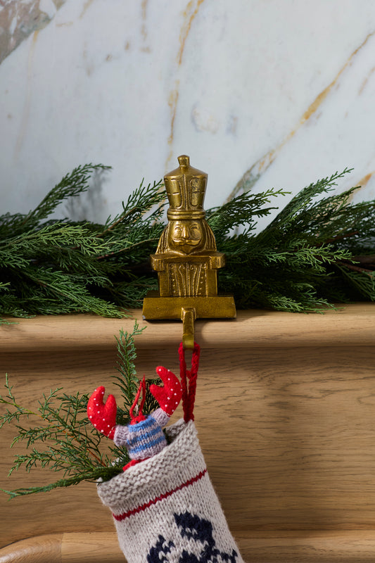 Antique Gold Vintage Nutcracker Stocking Holder