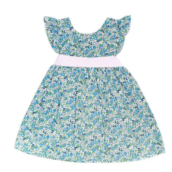 Blue/Pink Floral Bow Back Dress