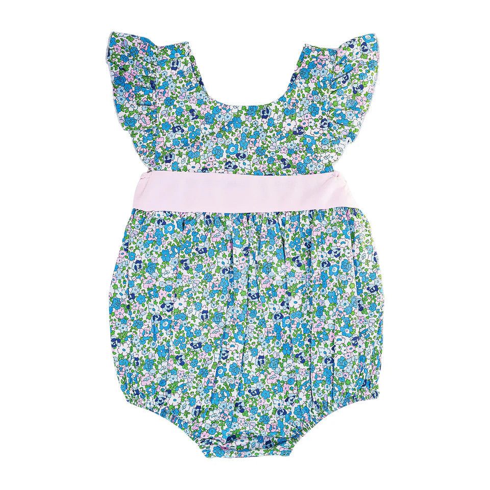 Blue/Pink Floral Bow Back Bubble