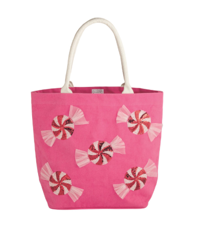 Peppermint Pink Holiday Sparkle Tote