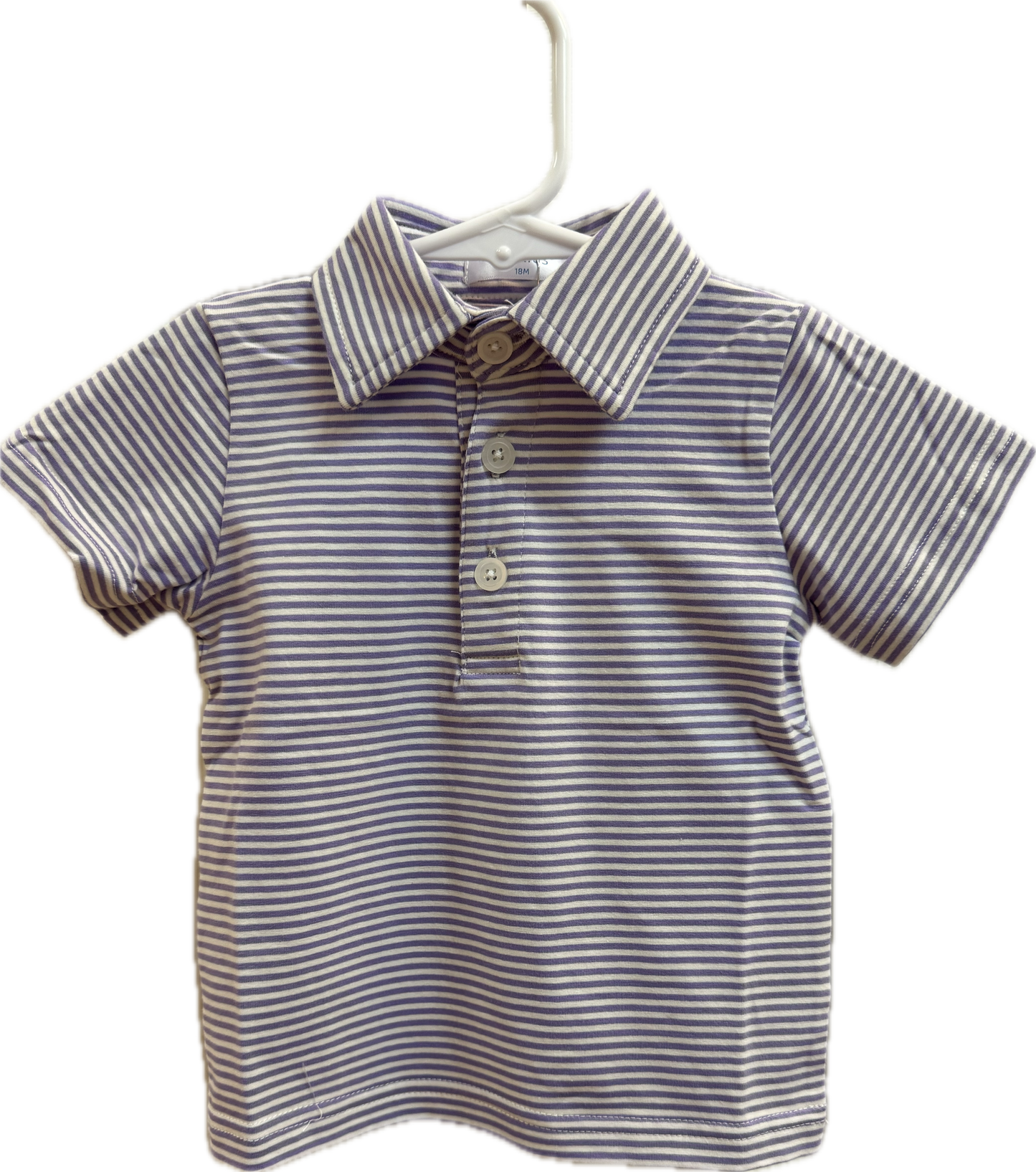 Purple Stripe Short Sleeve Polo w/ Collar