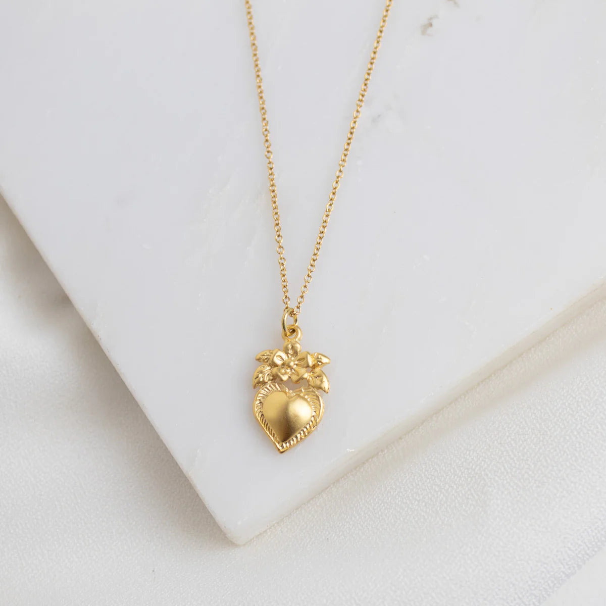 MSMH Sacred Heart Necklace w/ Flowers
