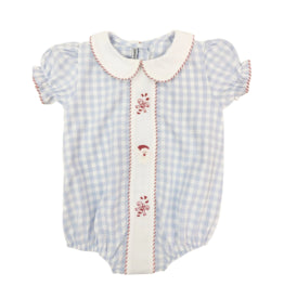Blue Gingham Santa & Candy Cane Girl Bubble