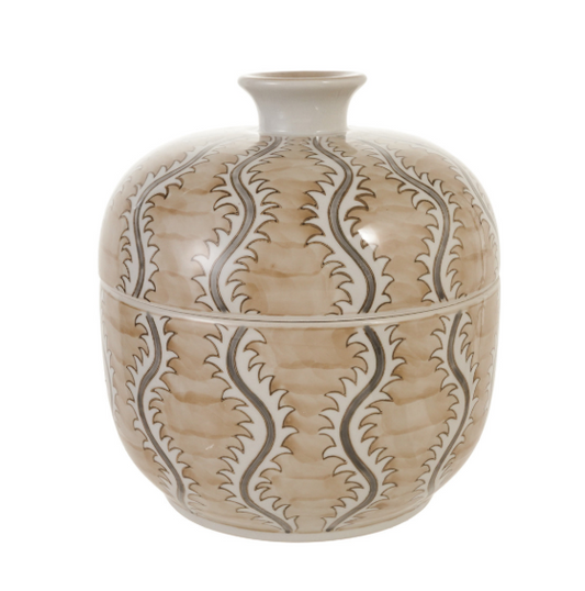Tan & Grey Decorative Hand-Painted Stoneware Jars