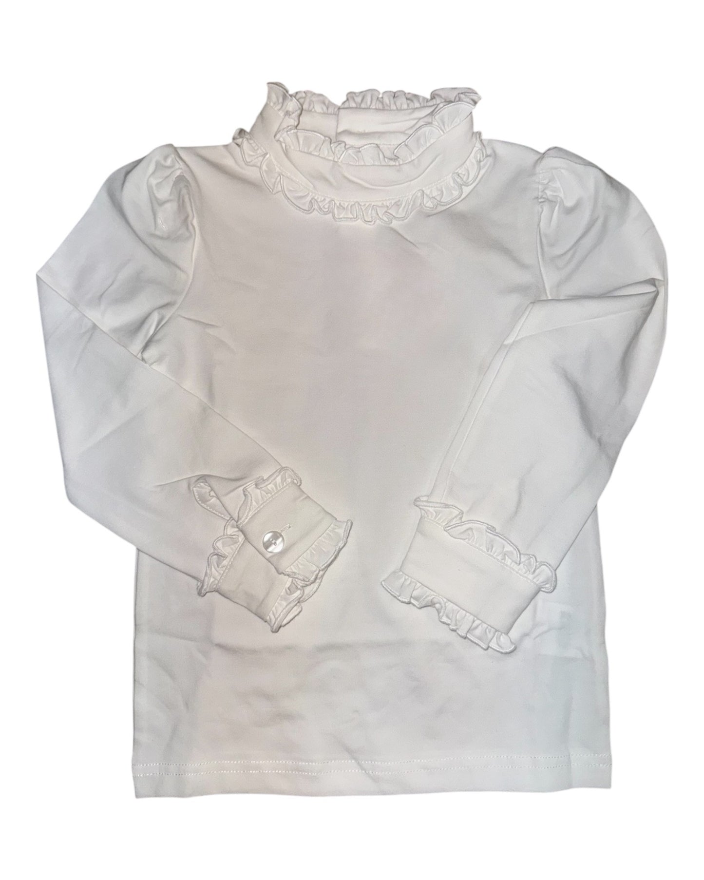 White Long Sleeve Ruffle Top