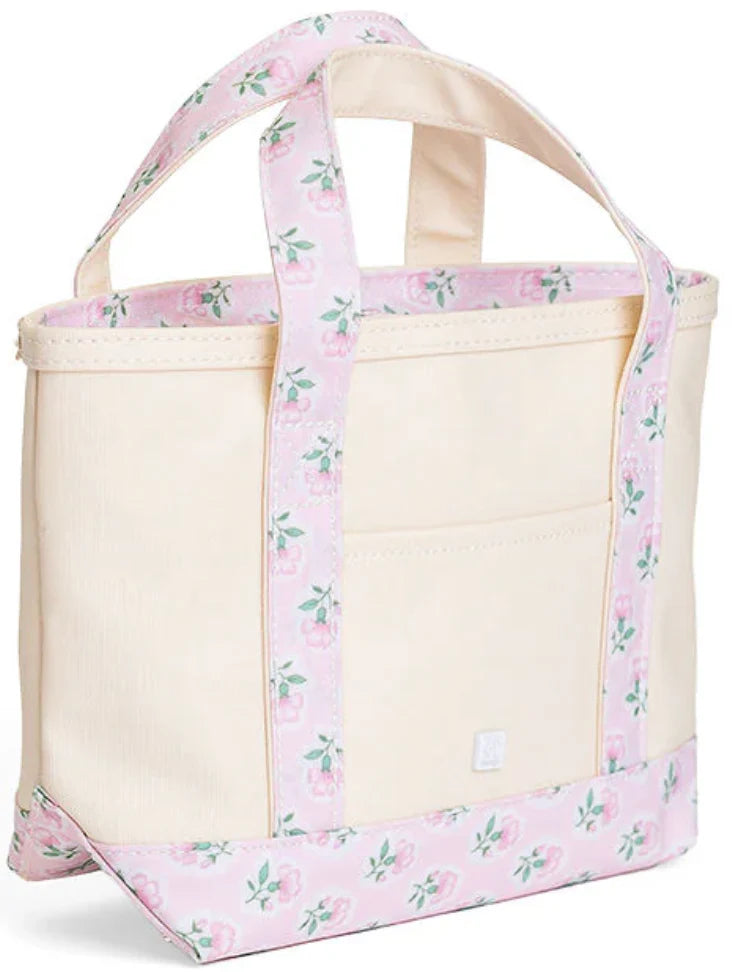 Mini Coated Canvas Natural with Petite Fleur Pink Trim