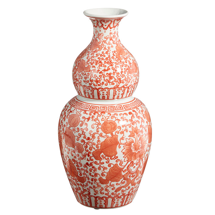 Orange Chinoiserie Vase