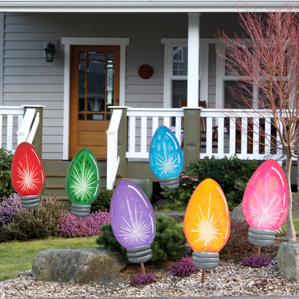 Merry & Bright Bulbs Yard Stake