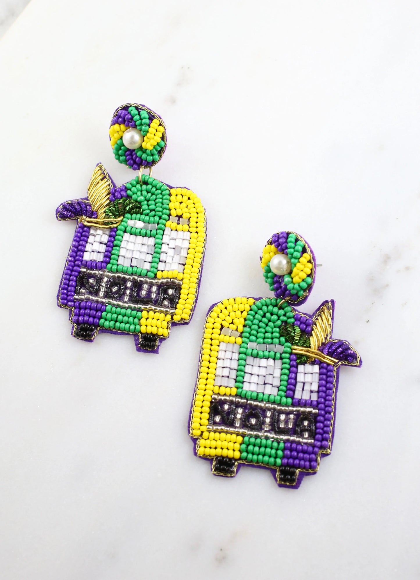 NOLA Mardi Gras Street Car Earring
