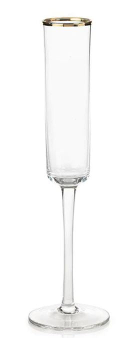 Tall Champagne Flute with Gold Rim