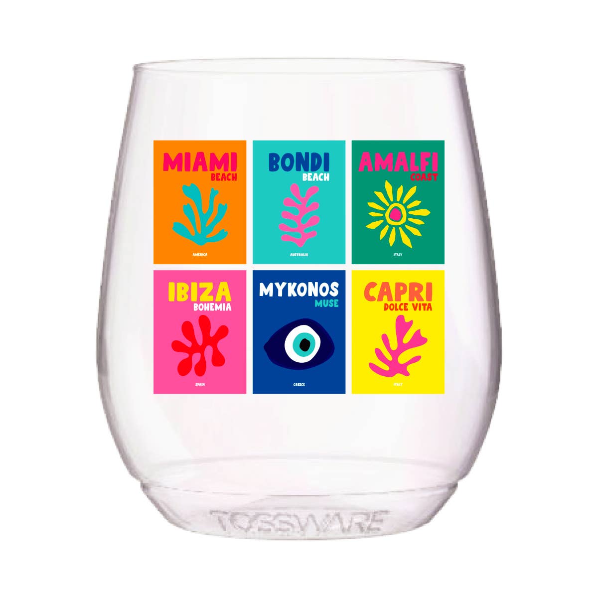 Travel Books Stemless Wine Tossware (Set of 4)