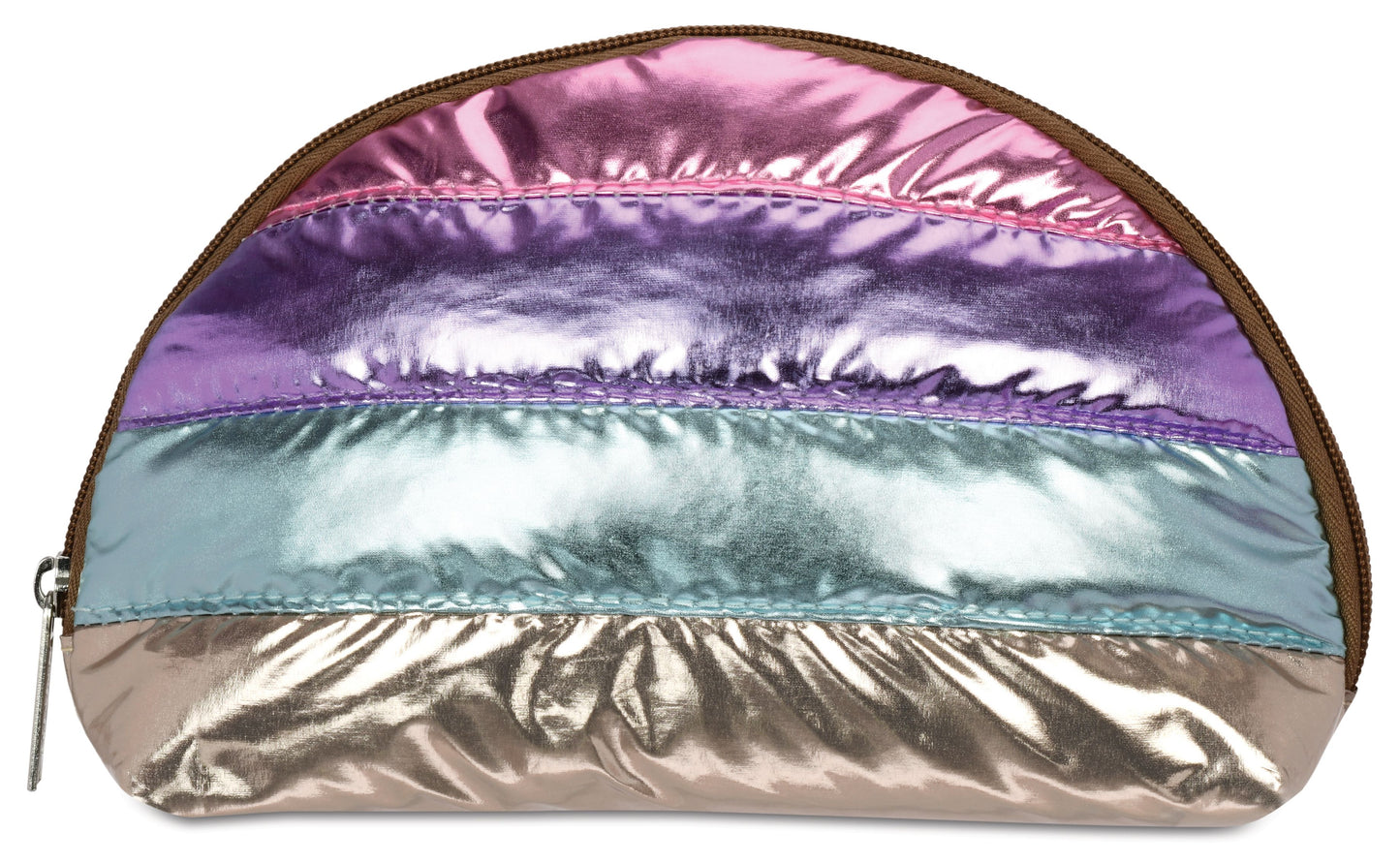 Icy Color Block Puffer Oval Cosmetic Bag