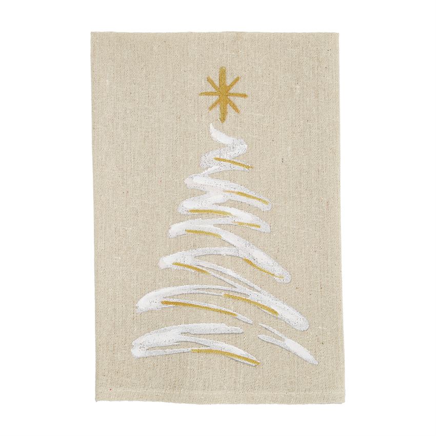Hand Painted Gold Christmas Towels