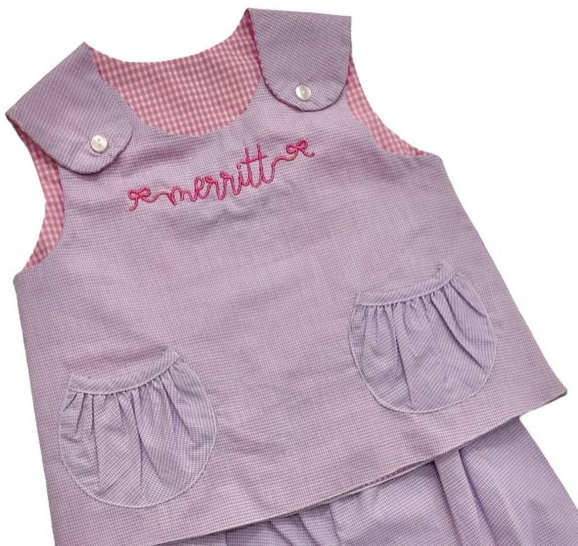 Gingham Reversible Blouse & Bloomers