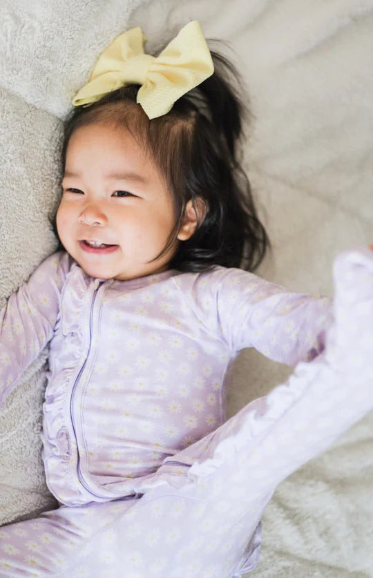 Purple Daisy Ruffle Footie